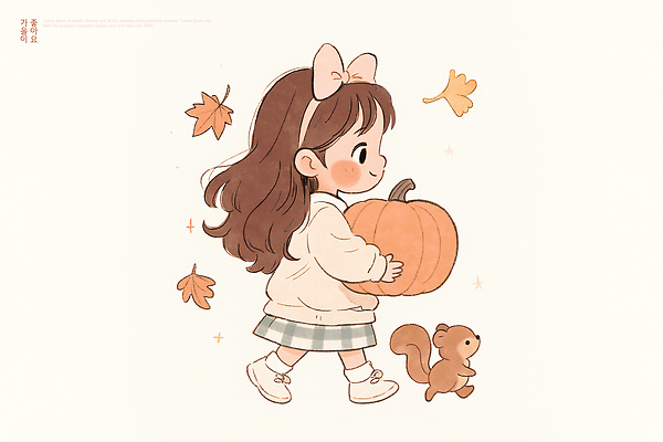 PSD 나무 동물 계절 행복 어린이 단풍 잎 일러스트 자연 호박 풍경 소녀 소풍 걷기 귀여움 산책 가을 다람쥐 뷰티풀 국내일러스트 식물 여자 감정 컨셉 채소 모션 휴식 사람 야외활동 설치류 생태계 파일형식