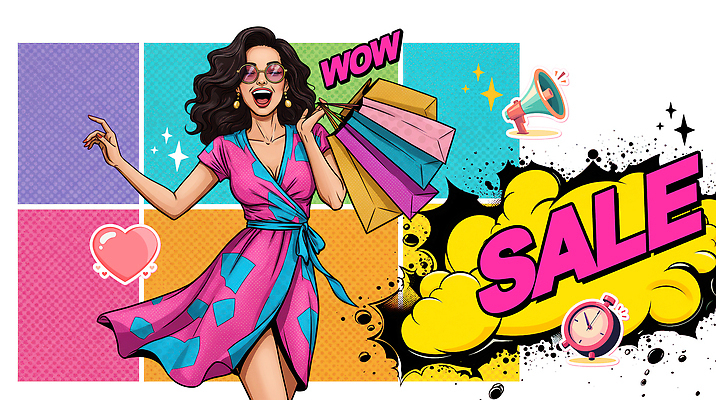 PSD 편집이미지 드레스 여자 패션 감정 컬러 백그라운드 모션 거리 쇼핑 쇼핑백 세일 시간 즐거움 그림 스타일 이미지편집 옷 가방 사람 파일형식