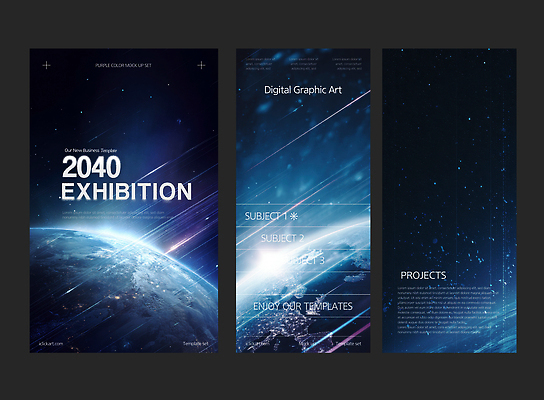 템플릿 디자인 배너템플릿 세로배너 예술 기술 그래픽 정보 발표 전시회 혁명 창의성 프로젝트 디지털아트 배너세트 이미지템플릿 AI파일 배너 컨셉 세로 세트 전시 파일형식 벡터