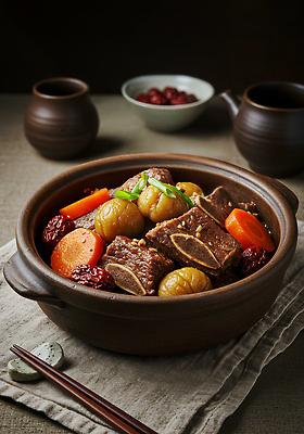 JPG 편집이미지 한식 채소 탁자 전통음식 도자기 레시피 갈비찜 집밥 편집실사 AI포토 AI콘텐츠 전통 음식 가구 CG 찜 갈비 파일형식