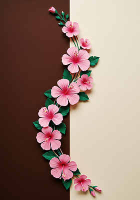 JPG 식물 편집이미지 디자인 꽃 예술 벽 분홍색 컬러 장식 갈색 공간 조화 뷰티풀 테마 편집실사 AI포토 AI콘텐츠 CG 파일형식