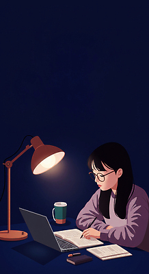 JPG 손 여자 감정 커피 일러스트 탁자 조명 노트북 학습 컴퓨터 독서 노란색 방 시간 작업 저녁 집중 책상 모던 조용 혼자 국내일러스트 AI일러스트 AI콘텐츠 교육 음료 컬러 가구 컨셉 사람 신체부위 전자제품 야간 파일형식