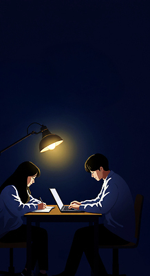 JPG 생각 일러스트 전구 협력 조명 실험 두명 노트북 학습 교양 기록 시간 분위기 결과 집중 책상 동료 국내일러스트 AI일러스트 AI콘텐츠 교육 가구 컨셉 관계 사람 전자제품 파일형식