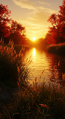 JPG 편집이미지 물결 컬러 자연 바람 풍경 햇빛 노을 고요 일몰 가을 풀 강가 편집실사 AI포토 AI콘텐츠 자연요소 식물 계절 날씨 강 태양 CG 생태계 파일형식