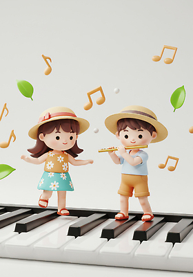 JPG 편집이미지 여유 음악 컬러 연주 음표 노래 놀이 풍경 여름 3D 춤 피아노 즐거움 오브젝트 순간 편집3D AI컴퓨터그래픽 AI콘텐츠 기호 계절 감정 문화예술 건반악기 디지털합성 파일형식