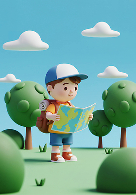 JPG 나무 편집이미지 캐릭터 모자 공원 어린이 여행 지도 배낭 모션 자연 소년 3D 탐험 즐거움 동심 편집3D AI컴퓨터그래픽 AI콘텐츠 식물 잡화 공공시설 남자 감정 가방 사람 디지털합성 생태계 파일형식