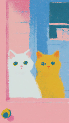 JPG 동물 예술 컬러 일러스트 창문 주택 내부 귀여움 주황색 고양이 방 흰색 대기 관찰 순수 호기심 그림 장면 초상화 국내일러스트 AI일러스트 AI콘텐츠 감정 컨셉 포유류 모션 건물 반려동물 파일형식