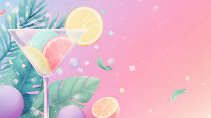JPG 디자인 음료 예술 컬러 백그라운드 과일 일러스트 잔 여름 컬러풀 파티 모임 신선 칵테일 바 분위기 시원함 레몬 민트 라임 트로피컬아트 국내일러스트 AI일러스트 AI콘텐츠 식기 계절 컨셉 주류 이벤트 허브 그림 파일형식