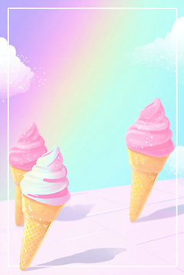 JPG 구름 디자인 음식 분홍색 컬러 하늘색 백그라운드 무지개 일러스트 아이스크림 디저트 여름 맛 크림 즐거움 그림 부드러움 상큼 국내일러스트 AI일러스트 AI콘텐츠 자연요소 계절 감정 컨셉 파란색 감각 파일형식