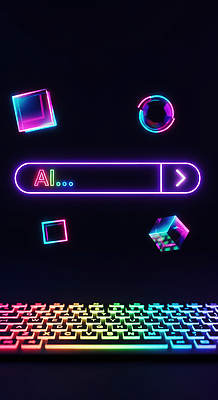 JPG 편집이미지 디자인 컬러 백그라운드 기술 그래픽 디지털 키보드 모던 네온 혁명 검색창 인터페이스 AI_인공지능 이미지편집 AI컴퓨터그래픽 AI콘텐츠 컨셉 파일형식