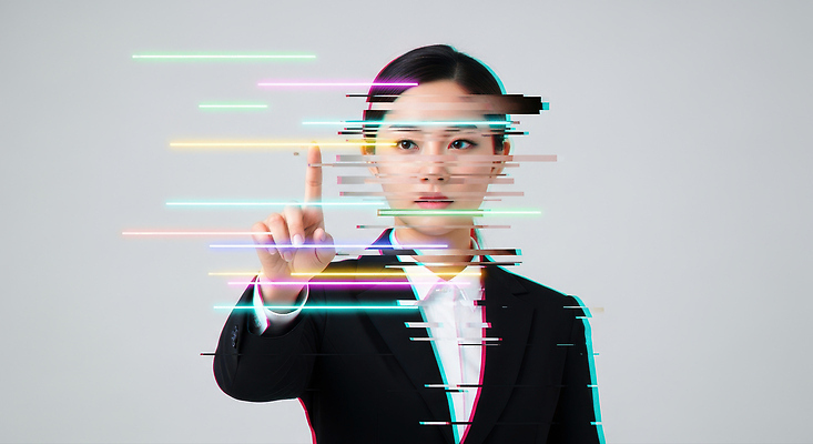 JPG 편집이미지 디자인 여자 비즈니스 미래 기술 실험 정장 디지털 표현 작업 모던 혁명 인터페이스 의료성형뷰티 편집실사 AI컴퓨터그래픽 AI콘텐츠 옷 컨셉 사람 CG 파일형식