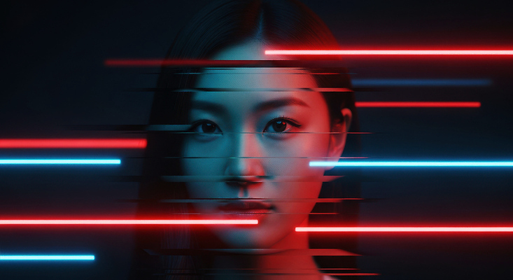 JPG 편집이미지 디자인 여자 감정 예술 백그라운드 조명 빨간색 파란색 분위기 강렬 인터페이스 의료성형뷰티 편집실사 AI컴퓨터그래픽 AI콘텐츠 컬러 컨셉 사람 CG 파일형식