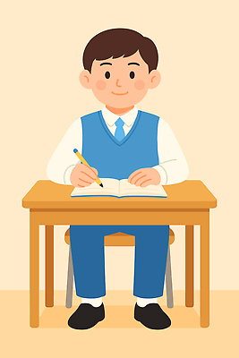 학생 교육 어린이 일러스트 교실 모션 청소년 수업 교재 소년 일상 학습 필기구 공책 교양 기록 묘기 집중 책상 조용 국내일러스트 AI파일 남자 가구 컨셉 학교 문구용품 사람 라이프 파일형식 벡터
