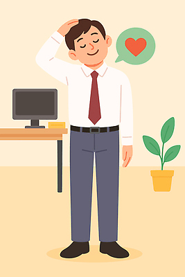 식물 남자 행복 감정 백그라운드 일러스트 회의 직장 대화 사랑 미소 사람 친구 컴퓨터 사무실 표현 업무 작업 분위기 만족 긍정 거북목증후군 국내일러스트 AI파일 컨셉 회사 비즈니스 관계 표정 말하기 전자제품 질병 파일형식 벡터