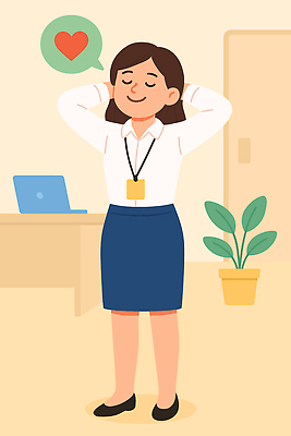 여자 행복 감정 화분 여유 포즈 일러스트 모션 자연 휴식 직장 선물 미소 컴퓨터 사무실 평화 마사지 분위기 즐거움 거북목증후군 국내일러스트 AI파일 컨셉 회사 비즈니스 표정 사람 전자제품 질병 생태계 파일형식 벡터