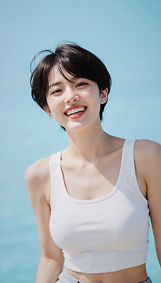 JPG 편집이미지 여자 행복 바다 자연 휴식 미소 웃음 해변 여름 청춘 햇빛 즐거움 의료성형뷰티 편집실사 AI인물포토 AI콘텐츠 계절 감정 컨셉 표정 사람 태양 CG 생태계 파일형식 AI포토