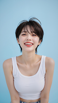 JPG 모델 편집이미지 여자 패션 포즈 표정 밝음 미소 청춘 촬영 파란배경 뷰티풀 의료성형뷰티 스타일 편집실사 AI인물포토 AI콘텐츠 백그라운드 컨셉 사람 파란색 CG 파일형식 AI포토