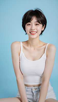 JPG 편집이미지 헤어스타일 옷 여자 패션 포즈 미소 청춘 촬영 청바지 편안함 의료성형뷰티 스타일 힙스터 편집실사 AI인물포토 AI콘텐츠 컨셉 바지 표정 사람 감각 CG 파일형식 AI포토