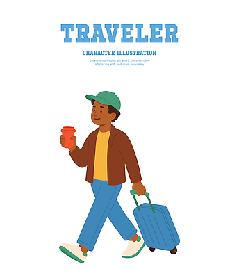 캐릭터 모자 패션 남자 감정 길 커피 여행 이동 일러스트 휴식 캐주얼 걷기 도시 즐거움 활기 수화물 여행준비 국내일러스트 일러캐릭터 AI파일 잡화 옷 음료 컨셉 모션 사람 준비 파일형식 벡터