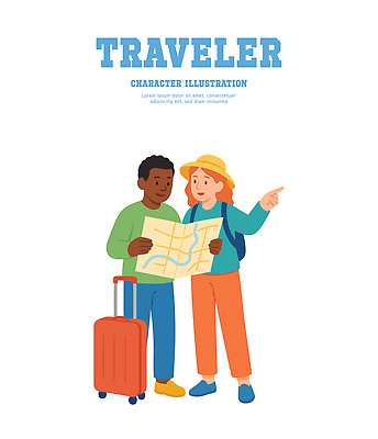 무료이미지 캐릭터 유럽 여행 지도 일러스트 휴가 대화 친구 만남 탐험 도전 짐 도시 즐거움 케냐 소통 여행준비 지도보기 탐방 국내일러스트 일러캐릭터 AI파일 감정 나라 컨셉 관계 아프리카 말하기 준비 파일형식 벡터