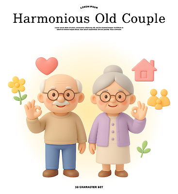 PSD 편집이미지 손 커플 꽃 행복 가족 사랑 웃음 사람 3D 노부부 화목 조화 소통 편집3D 식물 부부 감정 컨셉 관계 표정 신체부위 디지털합성 파일형식