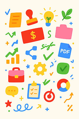 기호 디자인 컬러 일러스트 그래프 관리 경고 필기구 사무용품 자료 업무 사무 문서 정리 점검 서류판 압축 PDF 국내일러스트 AI파일 문자 문구용품 작업 파일형식 벡터