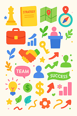 지도 일러스트 비즈니스 성공 그래프 협력 자료 성장 발전 목표 계획 분석 기회 전략 혁명 리더쉽 창의성 국내일러스트 AI파일 컨셉 파일형식 벡터