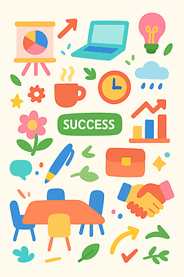 디자인 꽃 커피 일러스트 비즈니스 성공 회의 그래프 협력 아이디어 컴퓨터 사무실 손잡기 성장 시간 작업 목표 계획 전략 창의성 국내일러스트 AI파일 식물 음료 컨셉 모션 전자제품 파일형식 벡터