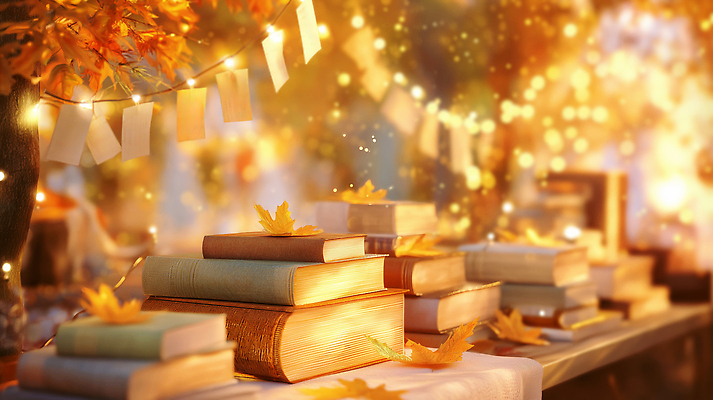 JPG 편집이미지 교육 문화 여유 단풍 자연 탁자 조명 실내 따뜻함 책 독서 교양 가을 분위기 편안함 편집실사 AI포토 AI콘텐츠 계절 감정 가구 컨셉 잎 내부 감각 CG 생태계 파일형식