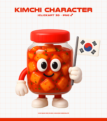 PSD 편집이미지 캐릭터 전통 디자인 감정 문화 한식 음식 김치 3D 귀여움 표현 태극기 즐거움 김장 편집3D 컨셉 국기 디지털합성 파일형식