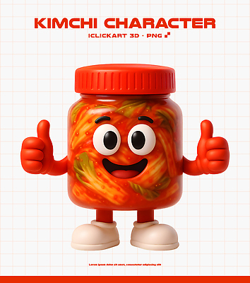 PSD 편집이미지 캐릭터 손 디자인 상징 백그라운드 김치 미소 3D 귀여움 주방 그림 김장 긍정적 볼록 색감 편집3D 감정 한식 컨셉 표정 신체부위 디지털합성 파일형식