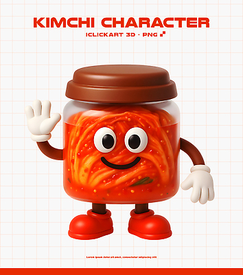 PSD 편집이미지 캐릭터 디자인 문화 음식 김치 한국 3D 귀여움 인사 김장 밝은색 생동감 간편조리식품 편집3D 아시아 한식 컨셉 예절 디지털합성 파일형식