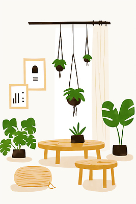 JPG 식물 디자인 거실 의자 일러스트 자연 탁자 밝음 인테리어 공간 분위기 편안함 모던 수납 공기정화 국내일러스트 AI일러스트 AI콘텐츠 가구 컨셉 감각 생태계 정화 파일형식