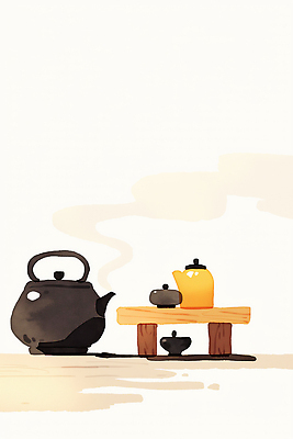 JPG 전통 커피 음료 예술 악기 일러스트 주전자 휴식 한국 따뜻함 풍경 고요 차 찻잔 다도 고객 나무탁자 온기 국내일러스트 AI일러스트 AI콘텐츠 아시아 음악 컨셉 탁자 주방용품 잔 예절 파일형식