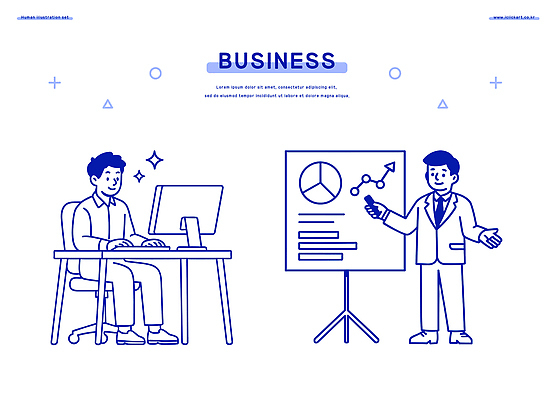 디자인 일러스트 비즈니스 성공 회의 그래프 협력 컴퓨터 사무실 성장 관찰 전문직 계획 집중 프레젠테이션 분석 보고서 전략 소통 서류판 국내일러스트 AI파일 직업 컨셉 모션 전자제품 사무용품 파일형식 벡터