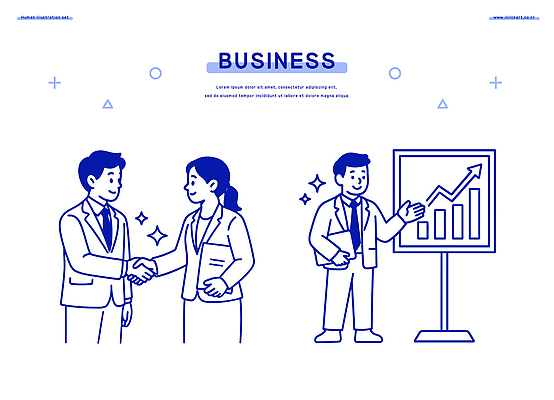 여자 남자 일러스트 비즈니스 회의 그래프 협력 악수 협상 사무실 성장 작업 시장 결과 프레젠테이션 동료 계약 전략 소통 경영 국내일러스트 AI파일 컨셉 관계 사람 손짓 파일형식 벡터