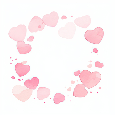 JPG 디자인 계절 감정 예술 분홍색 백그라운드 일러스트 수채화 사랑 장식 파티 축제 하트 원형 그림 부드러움 감성 창의성 국내일러스트 AI일러스트 AI콘텐츠 카드프레임 모양 도형 컬러 컨셉 프레임 이벤트 감각 파일형식