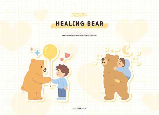 동물 캐릭터 행복 어린이 일러스트 곰 가족 상상 놀이 이야기 사랑 친구 기쁨 도전 아기 포근함 풍선 교감 치유 일러캐릭터 AI파일 감정 포유류 관계 사람 감각 파일형식 벡터