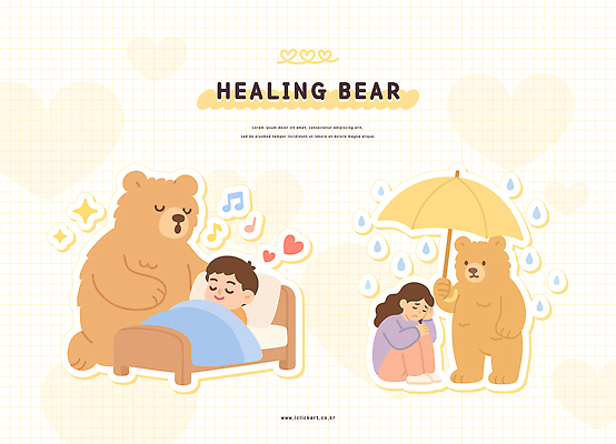 캐릭터 감정 일러스트 우산 곰 동화 따뜻함 사랑 미소 안전 소녀 소년 친구 평화 만남 잠 보호 포근함 비석 그림 위로 일러캐릭터 AI파일 동물 여자 남자 어린이 컨셉 포유류 관계 표정 감각 파일형식 벡터