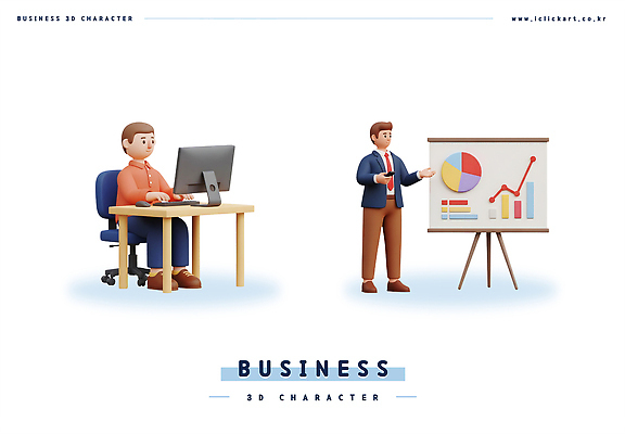 PSD 편집이미지 남자 비즈니스 회의 그래프 협력 3D캐릭터 설명 컴퓨터 사무실 3D 자료 작업 발표 프레젠테이션 전문 편집3D 캐릭터 모션 사람 전자제품 디지털합성 파일형식