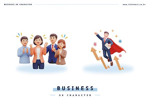 PSD 편집이미지 비즈니스 성공 협력 3D캐릭터 3D 축하 결과 상승 경영 목표달성 편집3D 캐릭터 컨셉 디지털합성 파일형식