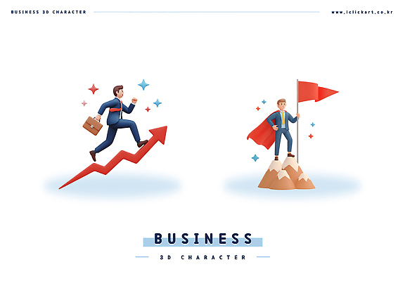 PSD 편집이미지 캐릭터 포즈 비즈니스 성공 그래프 산 3D 도전 성장 깃발 목표 상승 혁명 방법 전진 편집3D 컨셉 디지털합성 파일형식