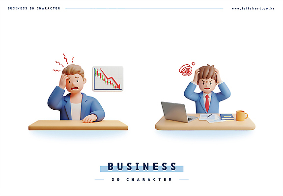 PSD 편집이미지 캐릭터 비즈니스 회의 협력 스트레스 노트북 3D 환경 표현 업무 전문직 불안 고민 문서 서류판 편집3D 직업 감정 전자제품 사무용품 작업 디지털합성 파일형식