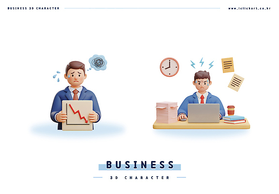 PSD 편집이미지 캐릭터 감정 예술 비즈니스 스트레스 그래픽 컴퓨터 3D 업무 직장인 주식 하락 불안 집중 편집3D 직업 컨셉 금융 전자제품 작업 디지털합성 파일형식