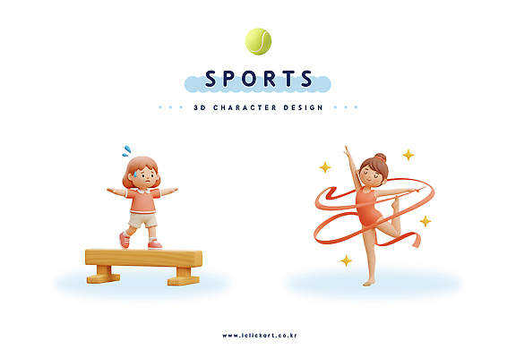 PSD 편집이미지 디자인 여자 어린이 스포츠 모션 건강 운동 3D 활발 에너지 균형 체조 훌라후프 평행봉 편집3D 컨셉 사람 디지털합성 파일형식