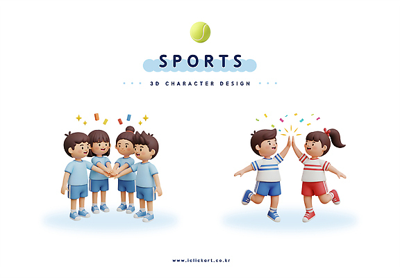 PSD 편집이미지 캐릭터 디자인 행복 어린이 스포츠 모션 놀이 협력 웃음 친구 운동 3D 경쟁 테니스 축하 편집3D 감정 컨셉 관계 표정 건강 사람 구기 디지털합성 파일형식