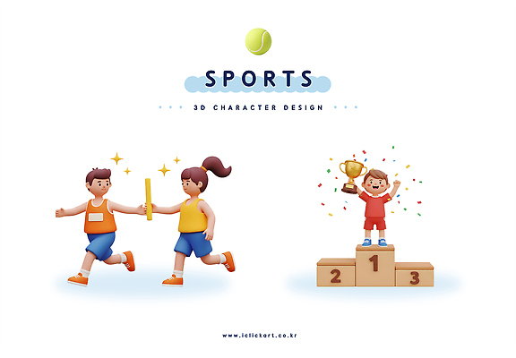 PSD 편집이미지 캐릭터 디자인 어린이 스포츠 성공 협력 경기 운동 3D 기쁨 우승 트로피 활기 릴레이 편집3D 감정 컨셉 건강 사람 최고 상_우승 디지털합성 파일형식
