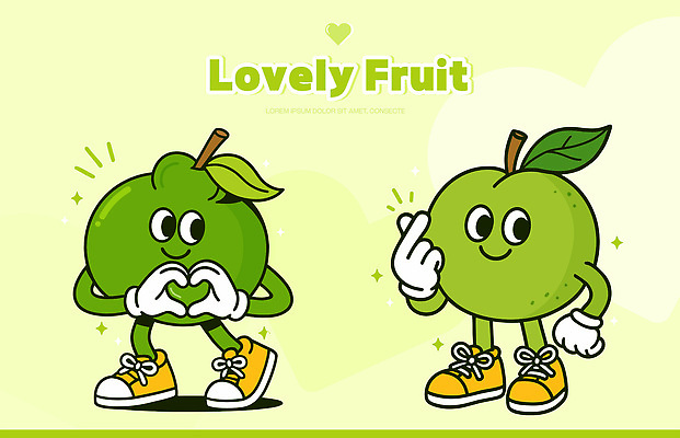 캐릭터 디자인 과일 일러스트 사랑 초록색 귀여움 그리기 행운 분위기 즐거움 심플 손하트 아기자기 일러캐릭터 AI파일 감정 컬러 컨셉 모션 손짓 파일형식 벡터