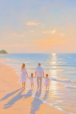 JPG 모래 파도 바다 일러스트 가족 자연 엄마 휴식 풍경 해변 여름 햇빛 평화 노을 손잡기 산책 아빠 저녁 즐거움 뷰티풀 국내일러스트 AI일러스트 AI콘텐츠 자연요소 계절 감정 컨셉 관계 모션 태양 야간 생태계 파일형식