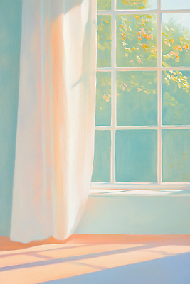 JPG 나무 화초 창 컬러 일러스트 창문 자연 아침 조명 실내 따뜻함 풍경 햇빛 고요 방 커튼 편안함 오후 국내일러스트 AI일러스트 AI콘텐츠 주간 식물 무기 내부 태양 감각 생태계 파일형식